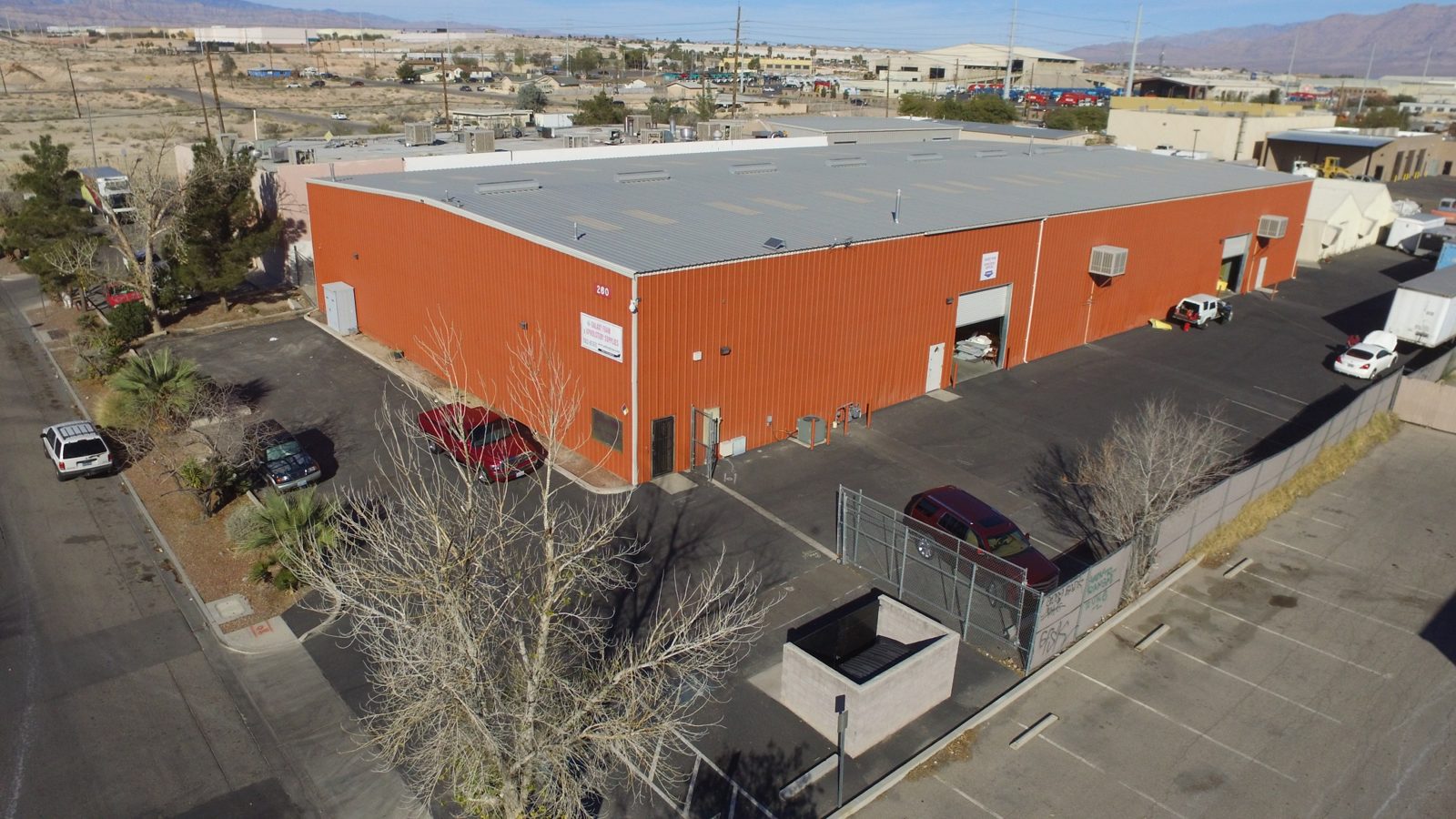 Aerial view of the Galaxy Foam warehouse in North Las Vegas